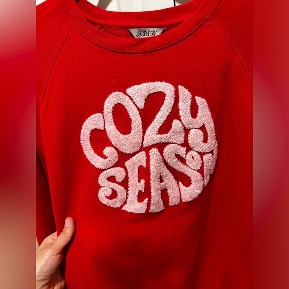 NWOT J.Crew Cozy Season Crewneck Sweatshirt Red , size Large - Picture 6 of 11